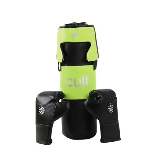 Image of Cult Kids Boxing Kit with Punching Bag, Gloves & Headgear - Durable PU Leather, Safe & Comfortable Training Set for Boys & Girls Ages 5-10 - Ideal for Fitness, Discipline & Fun - Green