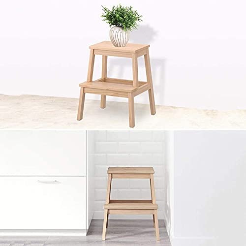 Taburete de escalada DASHADAO de madera maciza con dos peldaños para biblioteca 8
