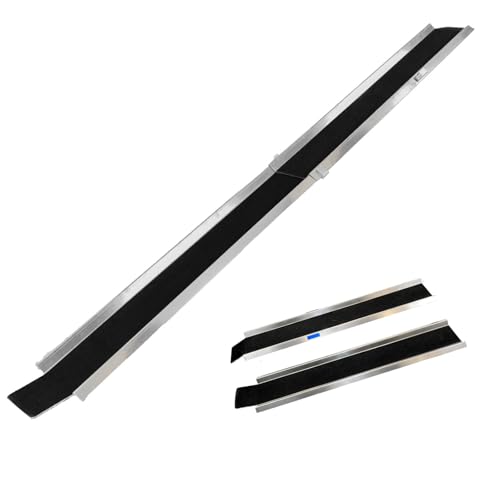TRUTZHOLM Anti-Rutsch Alu Auffahrampe zusammensteckbar 150-270 cm verstellbar 50 kg Treppenrampe E-Bike Moped starr schwarz/grau