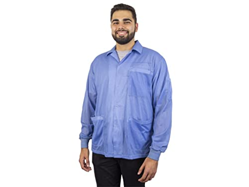 DESCO 73765 - Statshield smock - jacket style with knitted cuffs/blue/X-Large