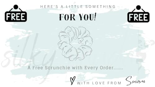Image of Luxury Silk Scrunchies for Women and Girls, Hair Ties, Hair Band, Ponytail Holder (WhiteBlack)
