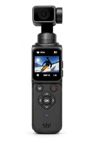 4K HD El Tipi Gimbal Aksiyon Kamera, 64MP Fotoğraf, 2 Eksen Mekanik Sabitleme, 1.7 İnç Dokunmatik Ekran, 330° Dönebilen Kamera, Vlog ve Seyahat Kamerası, 32GB Hafıza Kartı Dahil