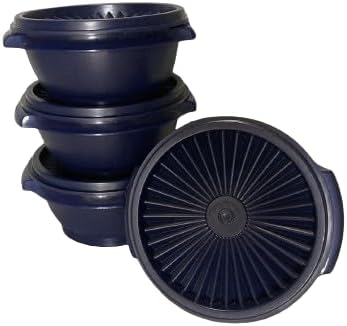 Tupperware Servalier - Juego de 4 recipientes herméticos para líquidos (1.25 tazas, 10 onzas), color azul oscuro