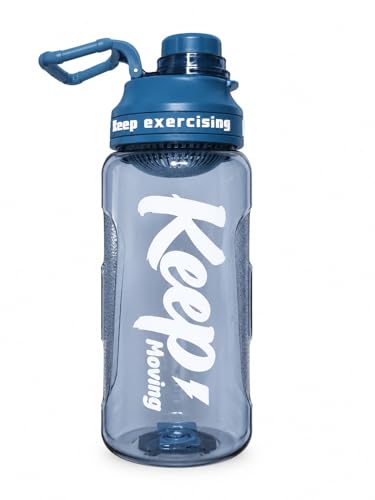 Image of 2 Liters Large Water Bottle With Straw & Handle, Sport Canteen Bottle With Time Marking, Leakproof Gym Water Bottle For Women & Men - Multicolor - Plastic (Light BLue)