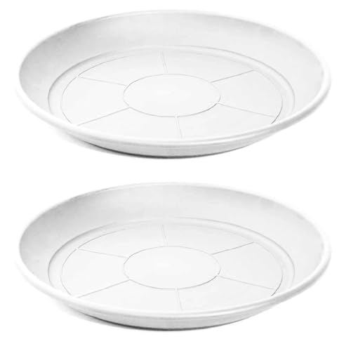 AC - Pack de 2 Platos para Maceta Mediterranea - Fabricado en Polipropileno - Ideal para el Hogar, Plantas, Jardín, Decoración. - Cuidado de Plantas - Forma Redonda - Ø 48,4 cm - Color Blanco