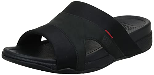 Fitflop Freeway III Slide-Textile, Sandalias con Punta Abierta Hombre, Negro (Black), 45 EU