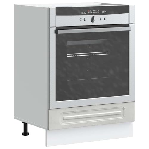 Tomostar Armoire à Four, Meuble pour Four Meuble Bas de Cuisine Kalmar Gris béton Bois d'ingénierie 60x46x81,5 cm