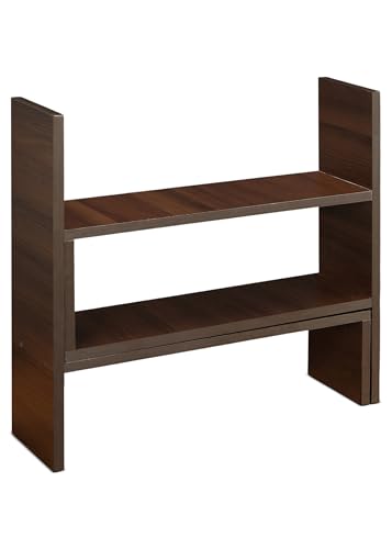 Image of SBF Furniture Wooden Bookcase for Home Office and Library Engineering Wood Space Saving Bookrack Freestanding Books Holder Stylish and Modern Book Organizer(Square 3 Step) (Brown) DIY(Do-It-Yourself)