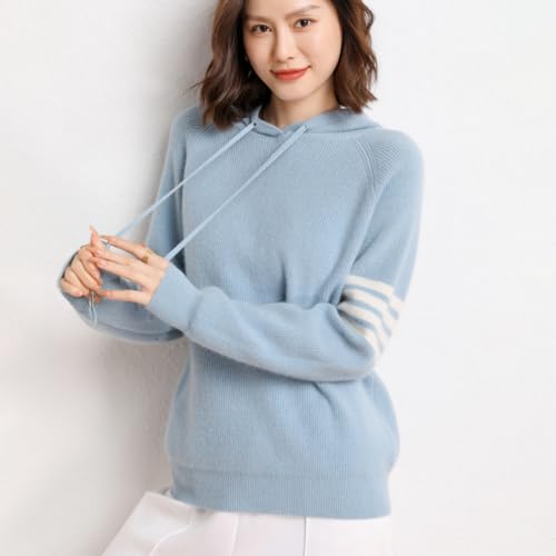 Image of Women's Long Sleeve Hoodie Cashmere and Wool Blend Pullover Tops Sweater