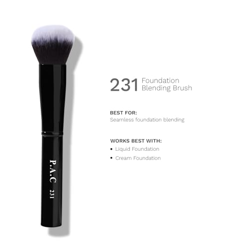 Image of PAC Foundation Blending Brush 231 | Synthetic Bristle Makeup brush | Face Brush for Cream, Liquid And Powder Formulation | Medium Coverage Application | Black - 1 Brush