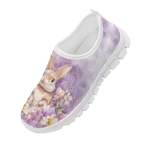 Girls Bunny Slip On Shoes Size 11 Floral Kids School Shoes Sneakers Comfort Little Girls Tennis Gym Shoes Cute Shoes for Girls 10-122