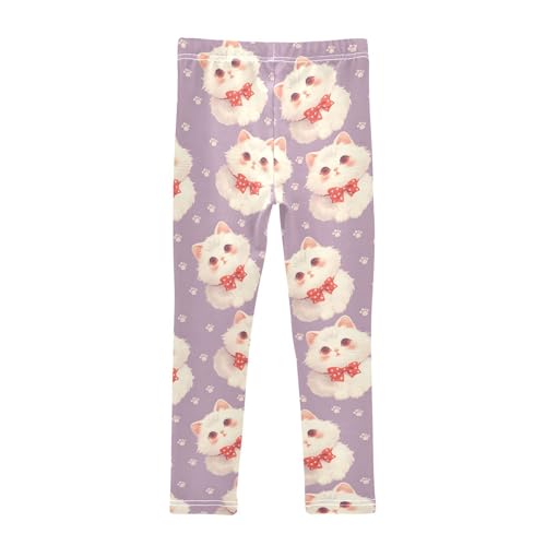 Cute Bow Cat Girls Leggings Soft Stretch Workout Yoga Dance Pants for Kids Casual Tights2