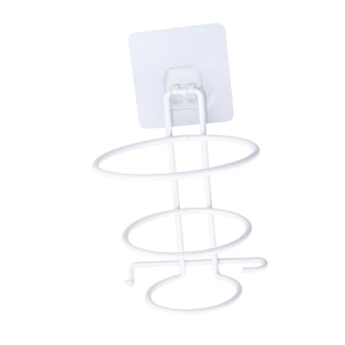 BIUDECO Hair Dryer Blower Holder Wall Mount Iron Crafted Scratch Resistant Modern Minimalist Bathroom Storage Rack White