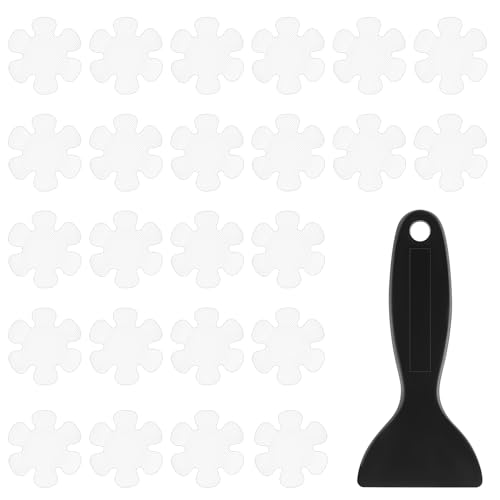 LXUEJIE 24 Pcs Flower Non-Slip Bathtub Sticker, Transparent Non-Slip Bathtub Stickers, Safety Shower Treads Adhesive Appliques with Premium Scraper for Safety Bathroom Tubs for Bath Tub, Shower Floor