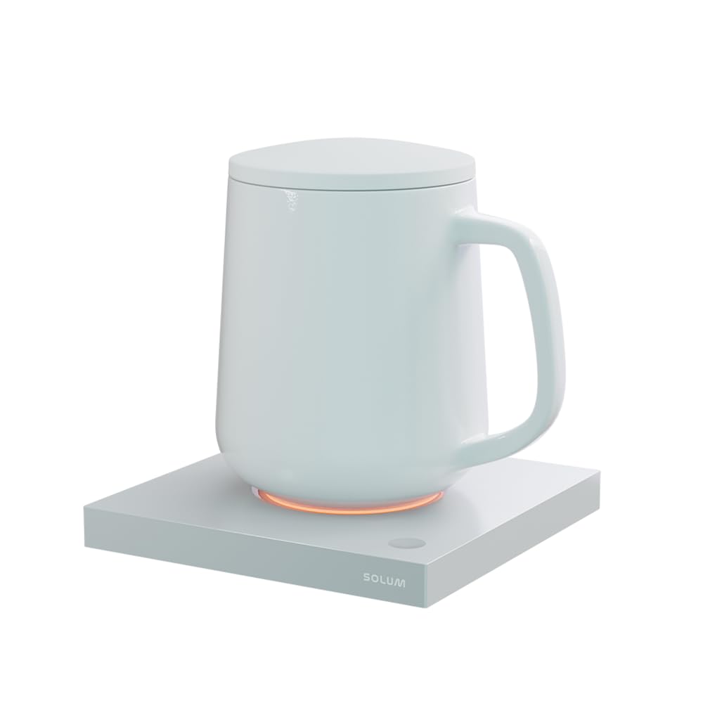 SOLUM Smart Warmer, Tasse chauffante, Blanc, 440 ML, 2 Heures de Fonctionnement sans Fil, pour Le Bureau et la Maison