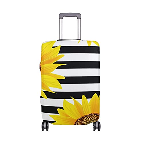 Luggage Cover Sunflowers Stripes Suitcase Protector Travel Fits 18-32 Inch Luggage
