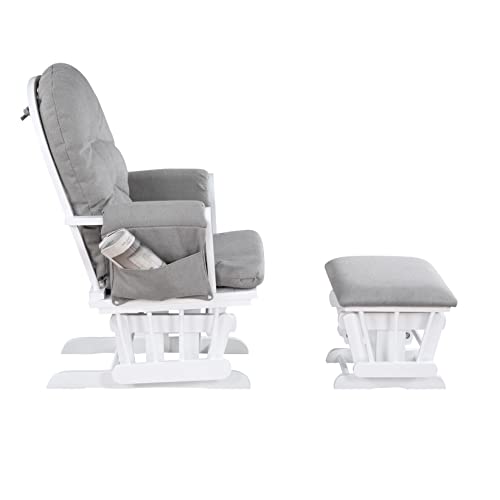 Suite Bebe Mason Gray Glider and Ottoman, Nursery Rocking Chair Combo, Soft Gliding Motion, Storage Pocket - Image 5
