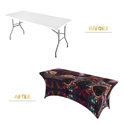 Housse de table rectangulaire extensible 1m80 imprimé guitares EdWal - 5