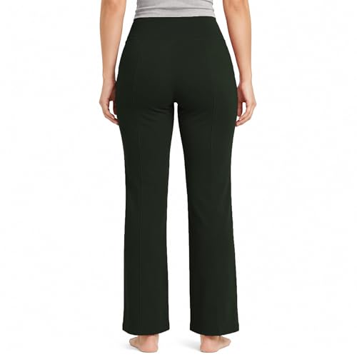 Image of NINQ Women High Waist Flare Pants Lite Regular | Smart Casual Korean Trouser for Office Wear, Gym, Sports, Travel & Daily Styling