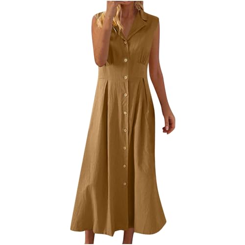 Robe longue chic pour femme coupe ajustée en lin et coton haut de gamme