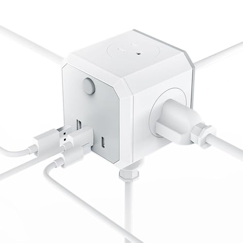 Dinchaakuarry Extensor de salida USB, adaptador de pared de enchufe, convertidor de enchufe de 3 pines con puertos de carga USB, Extensor de enchufe multifunción, adaptador de enchufe múltiple