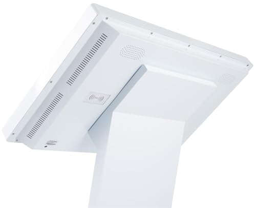 Image of Displays2go 32 inch Interactive Touch Screen Kiosk - White Floor Standing Digital Signage, Android 11, PCAP Display (DK032TLW)
