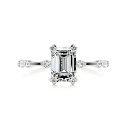 1.5 Ct Emerald Cut Moissanite Engagement Ring for Women Solitaire Engagement Handmade Ring, Promise Gifts for Her, 10K/14K/18K Solid Gold Anniversary Propose Ring Gifts