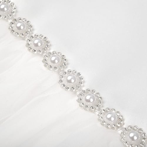 Uhnice Flower Girl Pearl Dress Tulle Ball Gown Bow Prom with Heart Cutout for Wedding Birthday Party4