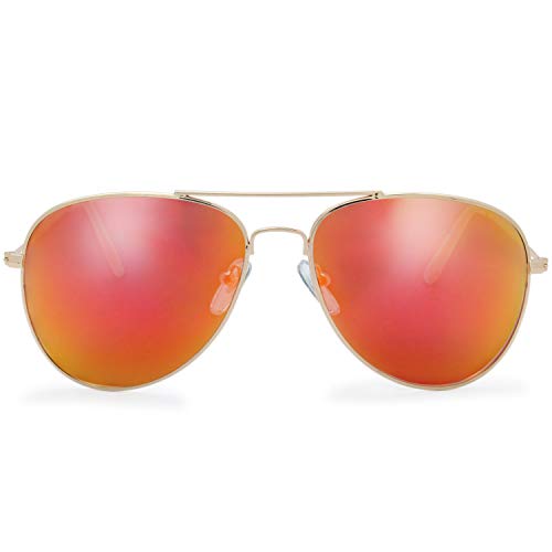 Image of The Fresh Classic Aviator Sunglasses for Men Women, Metal Frame Mirror Lens, Pilot Style, Includes Cleaning Cloth, Pouch