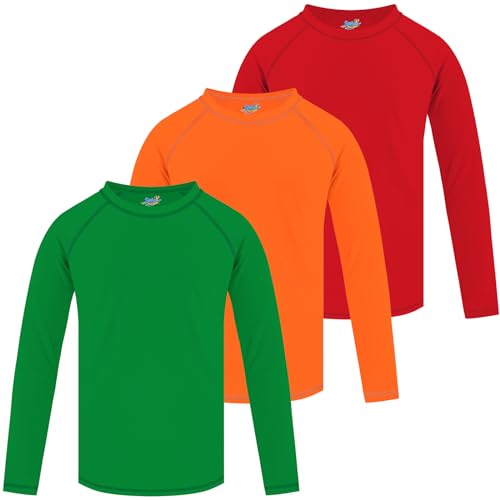 Opiniones y reviews de Camisetas nuevas para comprar online. 32 Paquete de 3 camisetas de natación de manga larga UPF+ 50 camisetas de sol para niños pequeños, Verde y naranja y rojo, 9-10 Años