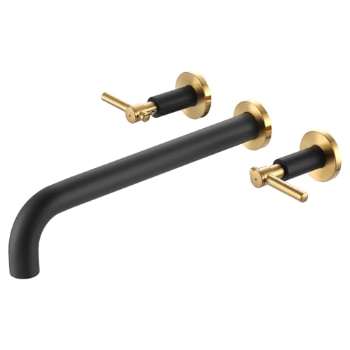 Wall Mount Tub Filler Bath Tub Faucet High Flow Bathtub Faucets Two Handles Solid Brass, 12' Long...