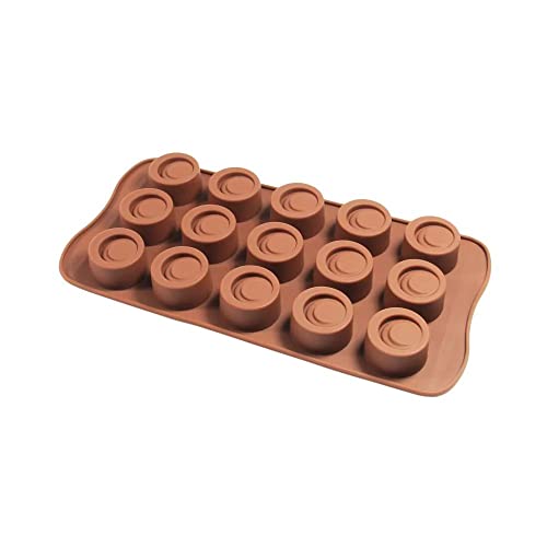 Image of Cake Decor Silicon 15 Cavity Round Design Brown Chocolate Mould, Ice Mould