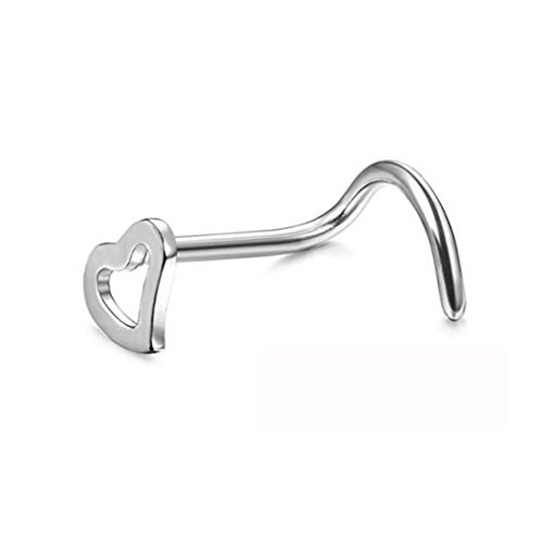 Yinew - Piercing para nariz de acero inoxidable, metal, Plateado, As description