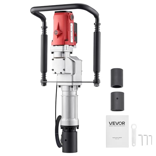 VEVOR Electric T Post Driver 2200W Handheld Powerful Post Pounder with 2.17 in/55mm 2.76 in/70mm Sleeves for Fence Metal Fencing Farm Garden Construction Landscaping Projects