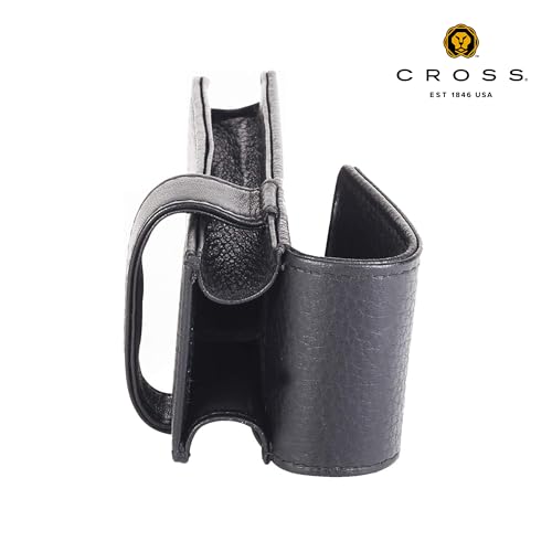 Cross Leather Double Pen Case Holder with Loop for Men and Women | 2 Pen Holder Pouch | Perfect for Fountain Pen Holder and Gifting - Black