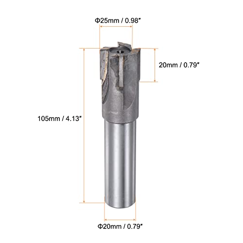 Image of uxcell Square Nose End Mill, 25mm Cutting Dia Tungsten Carbide Tip 4 Straight Flutes Milling Cutter with 20mm Straight Shank