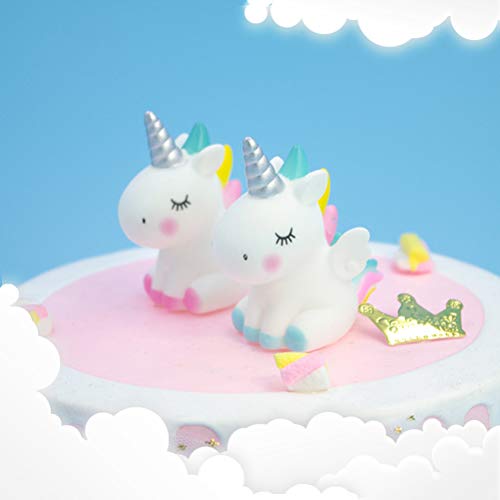 Amosfun 2pcs Licorne Gâteau Topper Licorne Figurine Licorne Gâteau Décoration Ornement Animal de Mariage Anniversaire Marié et Mariée Figurines