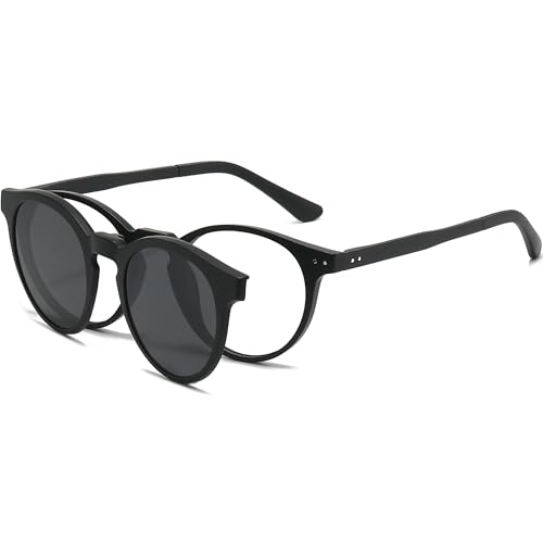 Retro Round Polarized Magnetic Clip on Sunglasses Men Women for Small Face Optical Glasses Frame Vintage Eyeglasses4