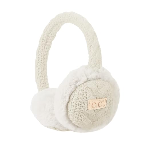 C.C Kids Cable Knit And Faux Fur Sherpa Earmuffs