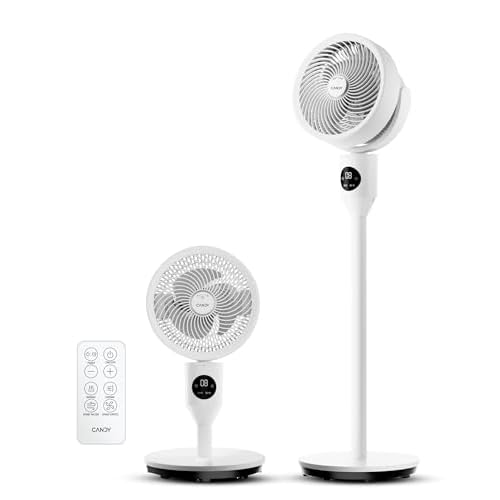 Candy Standing Fan for Bedroom, 3 Heights Adjustable Pedestal Fan with Remote, 90° Oscillating Floor Fan, 8 Speeds & 3 Modes, 25dB Quiet Room Fan, 12H Timer, for Dorm, Home, Office Standard