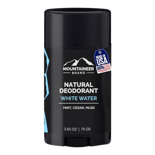 Mountaineer Brand Natural Deodorant for Men | Aluminium Free | Made in West Virginia | Scents Inspired by Nature | Organic & Non Toxic | Odor & Sweat Control | 2.65 oz (White Water)