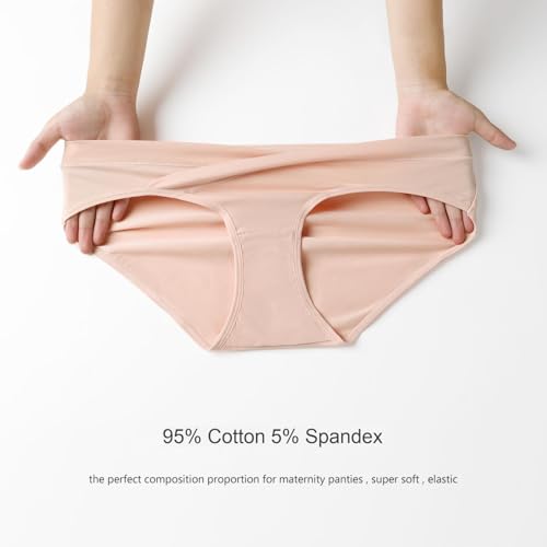 Angelhood 6 Pack Womens Cotton Maternity Underwear,Healthy Maternity Pregnancy Panties Postpartum Mother Under Bump Underwear