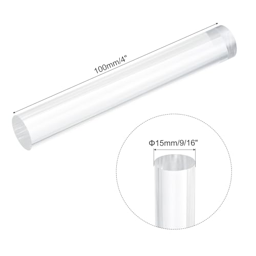 QUARKZMAN 1 Stück Acryl Kunststoffstäbe Rund, 15mm x 100mm Acrylstab Transparent für Modellbau DIY, Architekturmodellbau, DIY Sandtisch