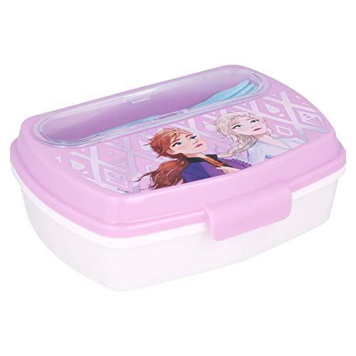 Stor 8412497510092Rectangular Sandwich Box with Cutlery, Frozen Ll Elements, Estándar - Image 3