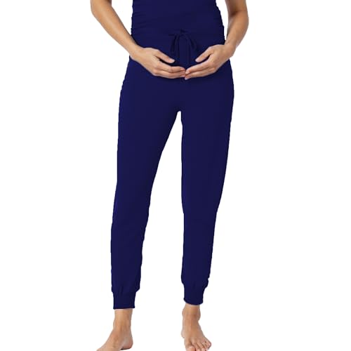 OCCIENTEC Pantalones Premamá para Pijama Mujer Súper Suaves Elásticos Casuales Azul Marino, M
