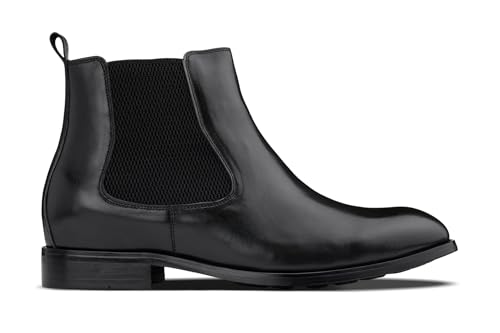 CALTO Men's Invisible Height Increasing Elevator Shoes - Premium Leather Slip-on Chelsea Boots - 2.8 Inches Taller2