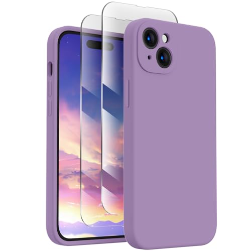 Image of FireNova Designed for iPhone 15 Case, Silicone Upgraded [Camera Protection] Phone Case, Soft Anti-Scratch Microfiber Lining Inside, 6.1 inch, Light Purple