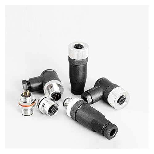 Conector M12 hembra de 5 pines en codo impermeable para aviación con acoplamiento roscado 20 uds 4