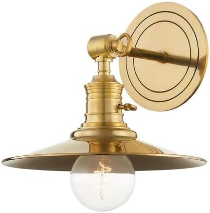 Hudson Valley Lighting 8320-AGB Garden City - 1 Light Wall Sconce in Transitional Style - 9.5 Inches Wide by 11 Inches High, Finish Color: Aged Brass