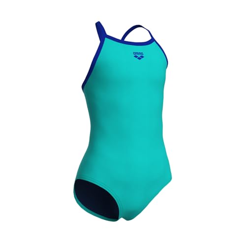 Image of Arena Girls' Feel Solid Light Drop Back Swimsuit Thin Straps Stretchy One Piece Kids Bathing Suit